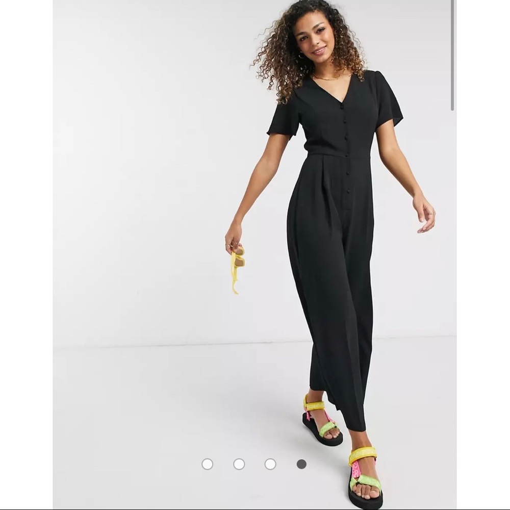 ASOS short sleeve tea culotte jumpsuit in black